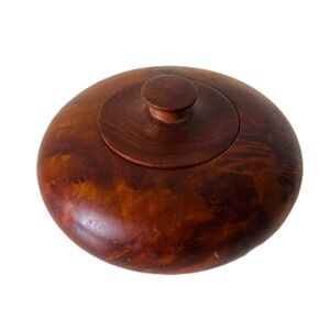 Vintage Mid Century Hand Crafted Thuya Tree Wood Box Jewelry Trinket Ring Box